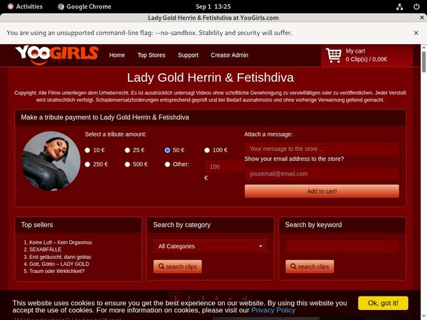 LadyGoldFetishdiva Account Info LadyGoldFetishdiva Account Info